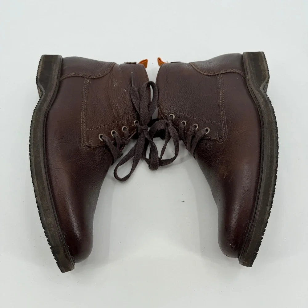 Tommy Bahama Mens Dark Brown Pebbled Leather Chukka Lace Up Boots Rugged Durable